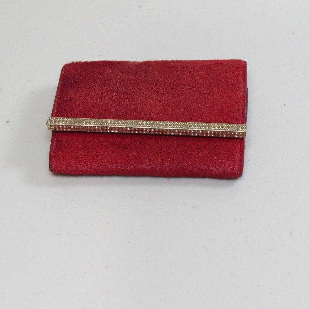 Swarovski purse red pony hair new unworn dark cherry red